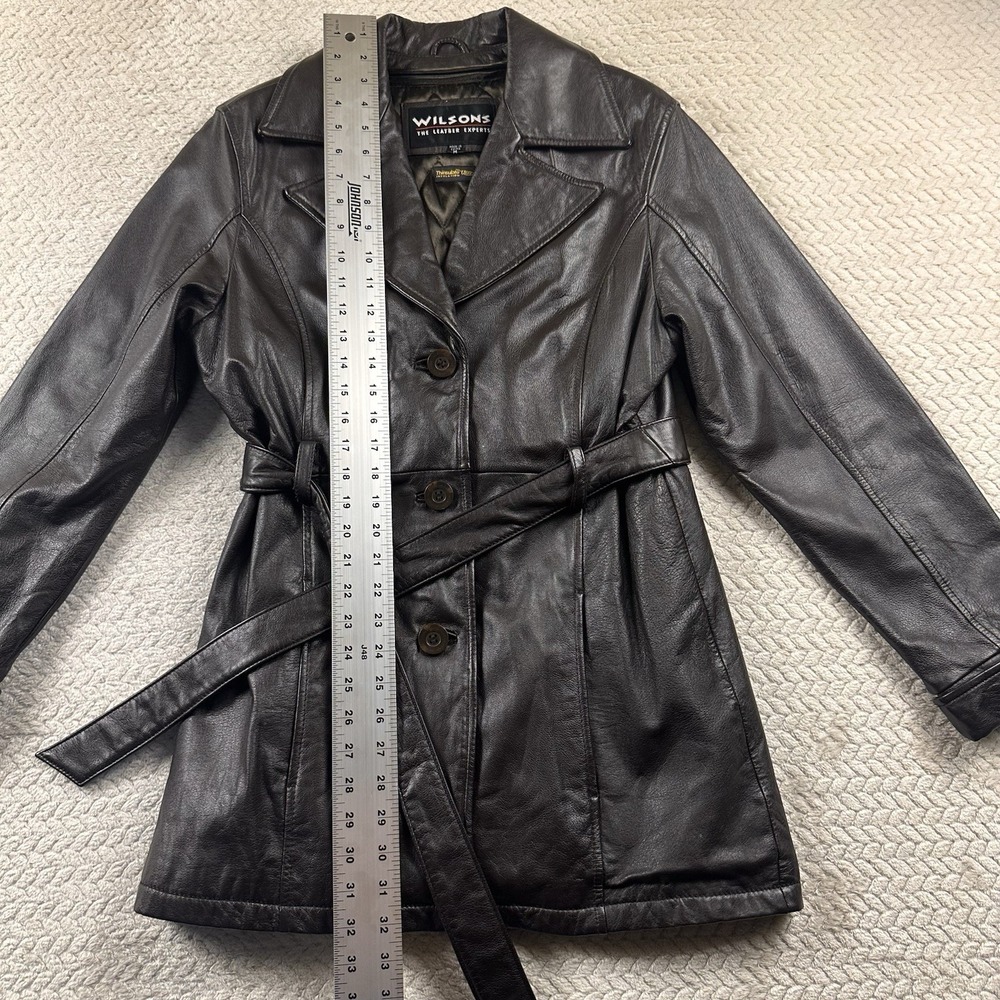 Wilsons‎ Leather Jacket Women's Medium Dark Brown Mid Belted Boho Chic 90's Y2K - Picture 9 of 16